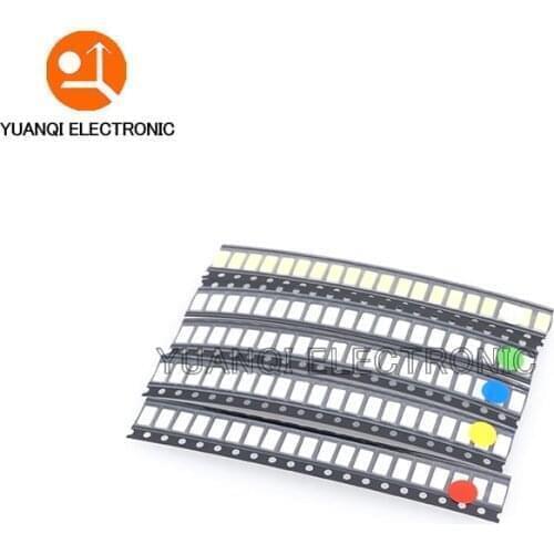 500pcs=5colors x 100pcs 5050 5730 1210 1206 0805 0603 0402 SMD LED Diode Kit Red / Green / Blue / White / Yellow
