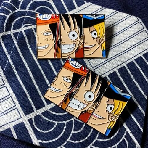 Anime ONE PIECE OP Monkey D. Luffy Sabo Portgas·D· Ace Metal Badge Brooch Pin Toy Cosplay Bags Decor