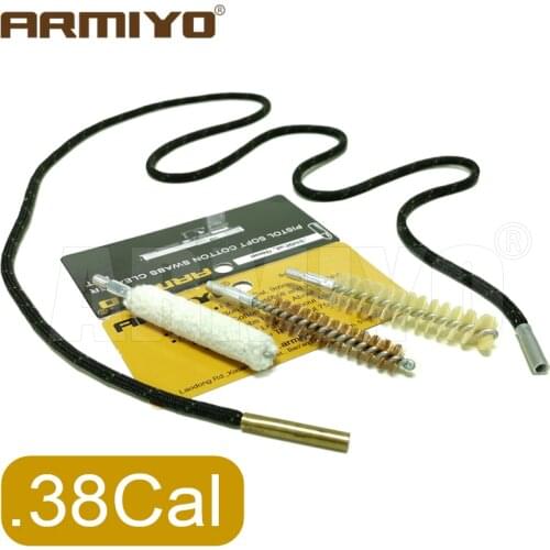 Armiyo 3pcs/set .380 .38 .357 Cal 9mm Pistol Bore Cleaning Gun Brush Bronze Nylon Swabs Mix Kit Hunt Accessories Thread 8-32