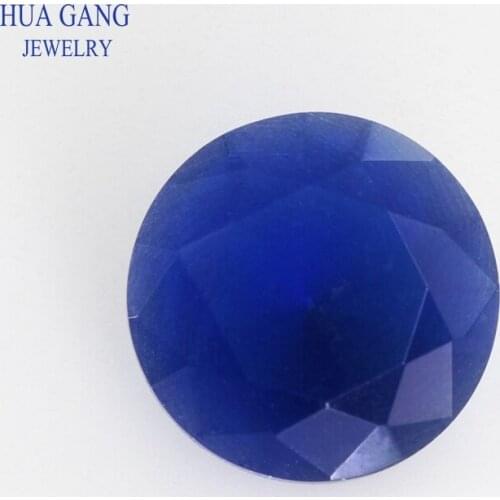 Free Shipping Scrub Bottom Size 2.5-12mm Color Blue Round Shape Machine Cut Loose Glass Stone Synthetic Gems For Jewlry
