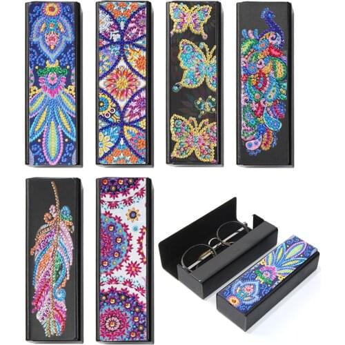 DIY Diamond Painting Eye Glasses Storage Box Travel Leather Sunglasses Case Special Shaped Diamond Storarage Box