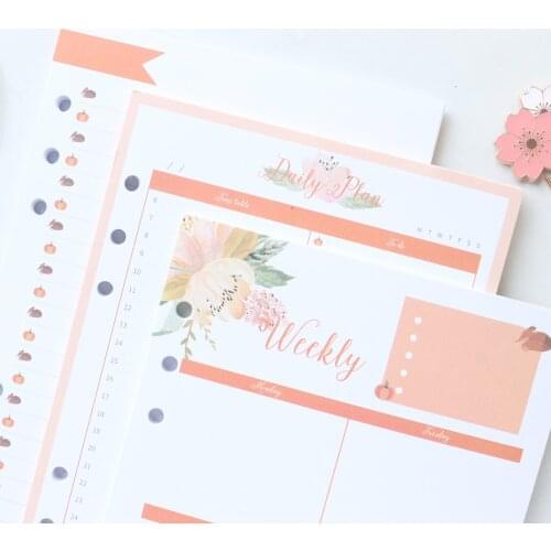 Domikee cute candy 6 holes filling inner paper sheets for binder spiral notebook stationery: daily weekly planner list A5A6