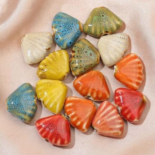 10pcs/lot 23x18mm Shell Shape Ceramic Beads Handmade Spacer Bead For Bracelet Necklace Diy Jewelry Making Accessories