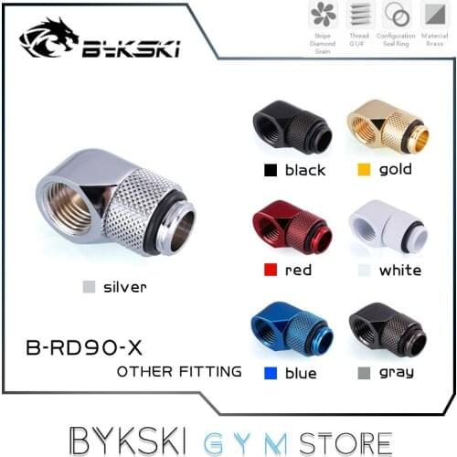 Bykski 90 Degree Angled Fitting, 360 Rotatable Elbow Water Cooling Connector G1/4 F-M Thread, 7 Colors, B-RD90-X