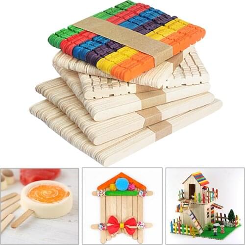 50Pcs/Set Popsicle Sticks Natural Wooden Pop Popsicle Sticks 11.4/15/14CM Length Wood Craft Ice Cream Sticks Popsicl Accesorios