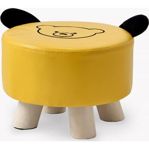 Home Fashion Creative Solid Wood Cartoon Stool Animal Pattern Small Low Stool Safe and Healthy