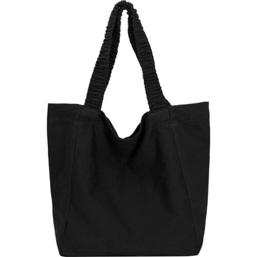 Canvas Capacity Women Shoulder Bag Elastic shoulder strap Cotton Tote Shopper Bag Eco Reusable Travelling bag Cloth MessengerBag
