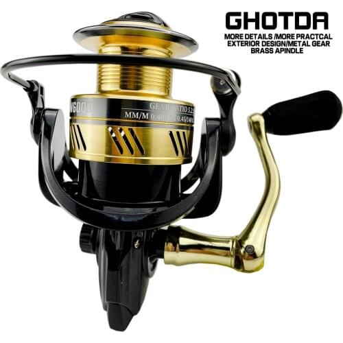 2000 3000 4000 5000 6000 7000 Saltwater Spinning Fishing Reel 12+1BB Speed Ratio 5.2:1 Aluminum Spool Carp Fishing Reel