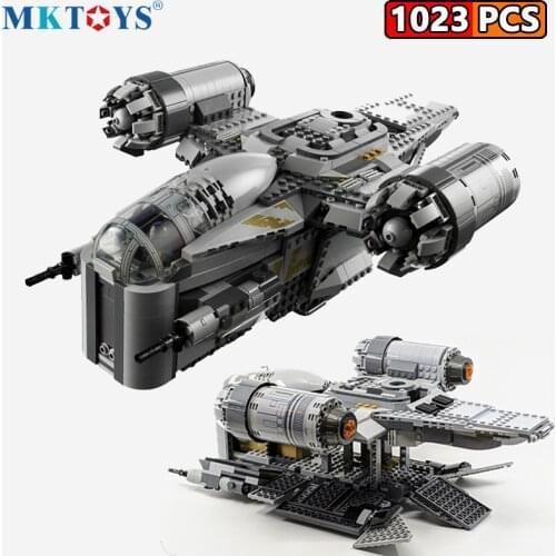 MOC Bricks Star Razor Fighter Crest Spaceship Compatible 75292 1023PCS 5 Figures Space Ship Building Blocks Gifts Toys for Boys