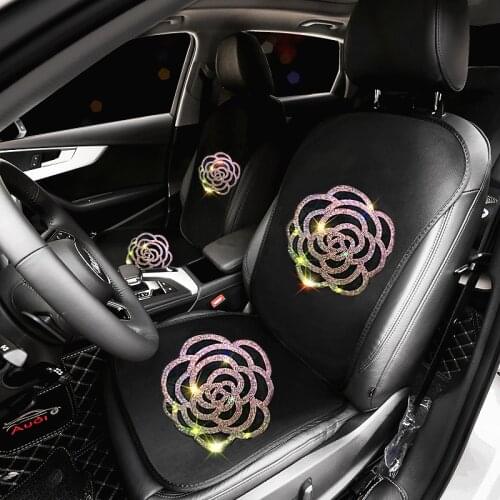 Summer Breathable Car Interior single Seat Cover Cushion Pad Mat Diamond Rhinestone Flower Seat Covers