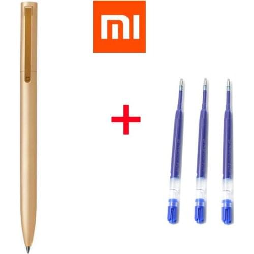 Xiaomi Metal Pen [ 1 metal pen + 3 blue ink ] Original Xiaomi mijia metal pen signing pen students office use blue refill ink