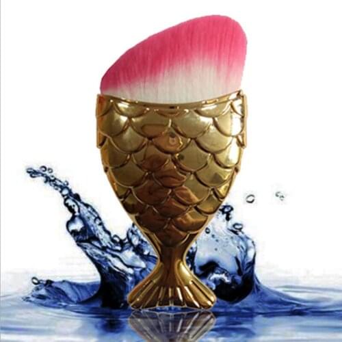 Fashion Professional Women Mermaid Makeup Brush Foundation Powder Fish Brush Makeup Cosmetic Tools brochas maquillaje sirena 30