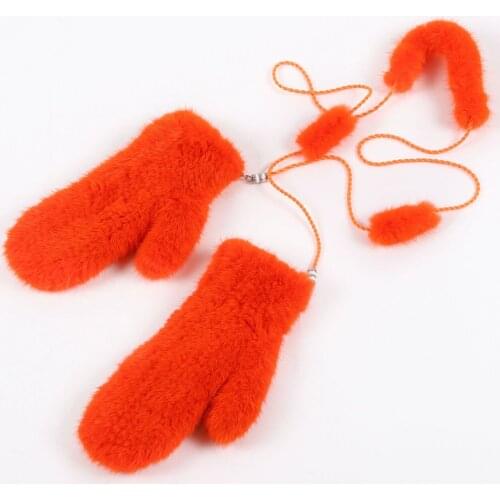 Fashion women real mink fur gloves ladies winter warm soft knitted elastic mink fur mittens