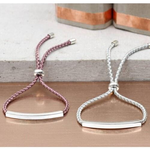 Fashion 3mm dragon scale rope woven bracelet women Rose gold plating stainless steel hollow tube can be lettering bracelet