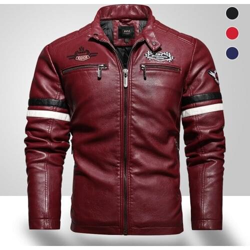 Fashion Brand Mens Retro PU Jackets 2020 Men Slim Fit Motorcycle Leather Jacket Outwear Male Warm Bomber Military Outdoor Coat