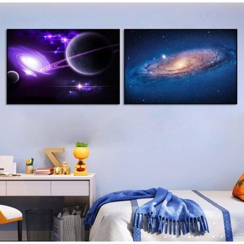 Galaxy Stars Starry Sky Planet Hole Space Posters and Prins Universe Earth Meteorite Wall Pictures for Living Room Home Decor