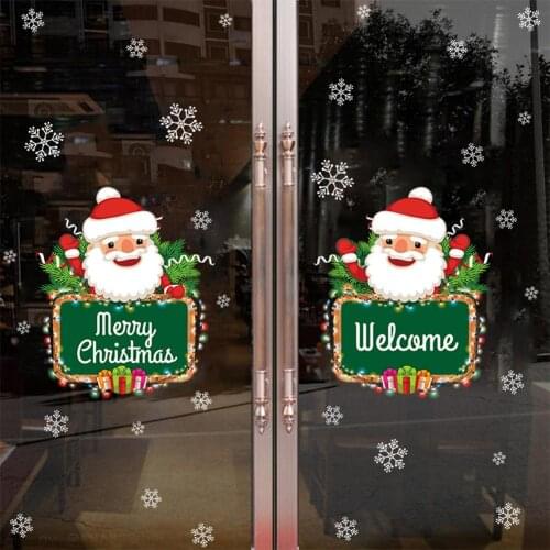 Christmas Snowman Snowflake Door Sticker DIY New Year Waterproof Bedroom Store Decoration Wall Sticker Home Decoration Winter