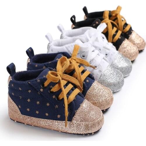 Spring and autumn baby boy girl shoes toddler soft star canvas sequin canvas shoes