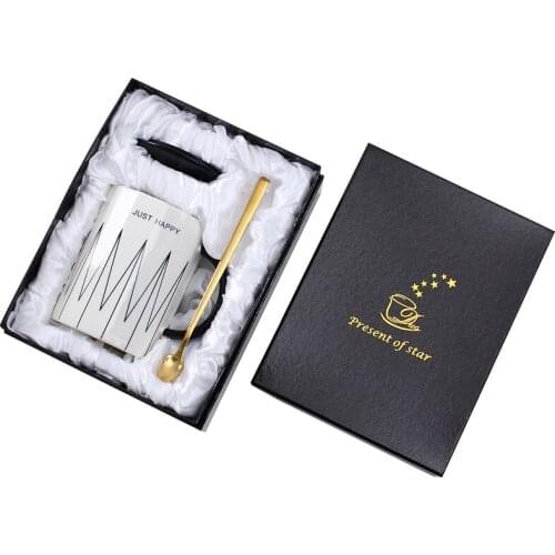 JUST HAPPY Gift Box Mug Exquisite gifts for mothers and friends, gift boxed water cups and coffee cups, creative 13Oz mugs