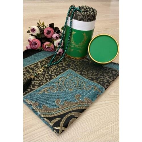 Dowries Gift Boxed Green Set Luxury Taffeta Prayer Rug KUTULU2SECCADE