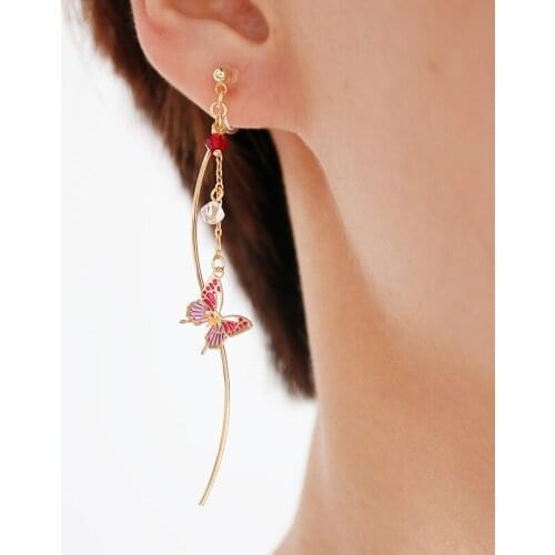 Simple Sweet Romantic Butterfly Earrings Long Pendant Tassel Drop Ears Jewelry Girl Good Gift Female Accessories Fashion Japan