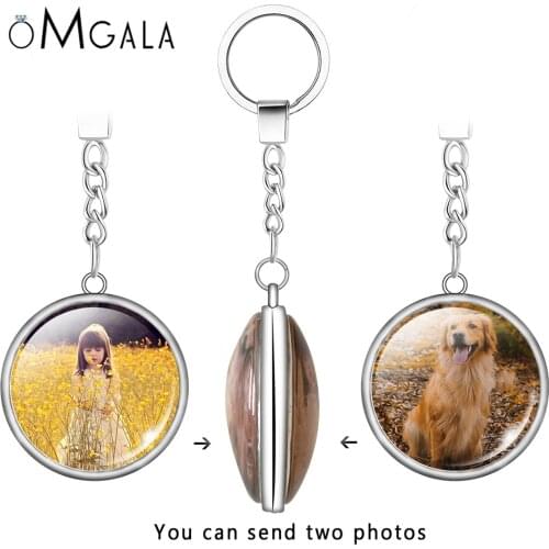 Handmade Personality Photo Family Double sided Keychain Photo Baby Child Dad Mom Brother Sister Family Portrait Private Custom