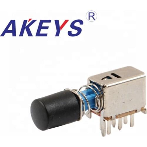 10PCS PS-22F02 03 BLUE Self-locking 6PINS Push Button Power Switch with cap