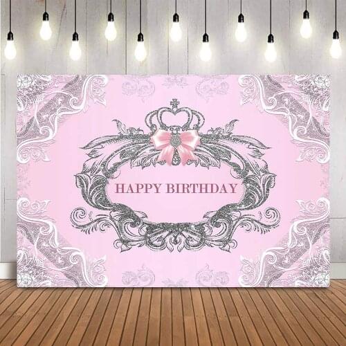 Sliver glitter birthday backdrop newborn kids girls princess background for photo booth studio pink shiny sweet baby birthday