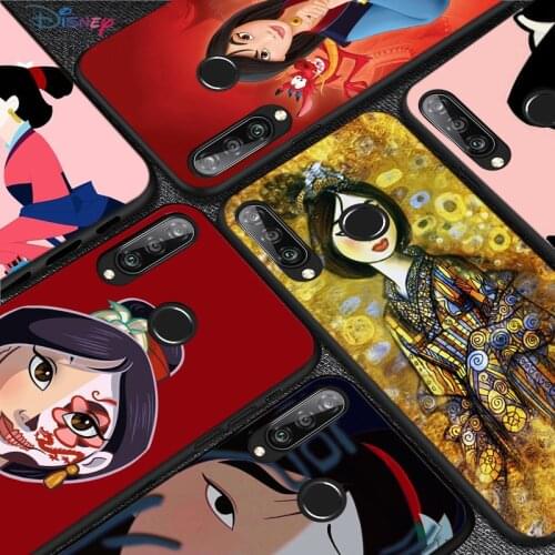 Silicone Cover Disney Mulan Princess For Huawei P50 P40 P30 P20 Pro P10 P9 P8 Lite E Plus 2017 2016 5G Black Phone Case