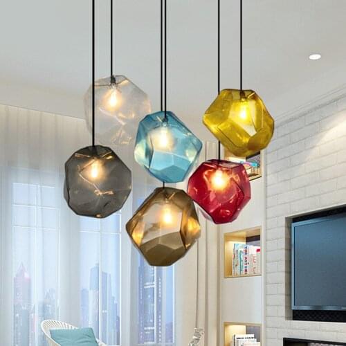 Modern 3D Colorful Nordic Starry Sky Hanging Glass Shade Pendant Lamp Lights E27 LED For Kitchen Restaurant Living Room