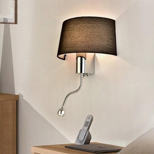 Modern LED Wall Light With Fabric Lampshade For Bedroom Bedside Applique murale luminaire LED Warm Light Wall Sconce