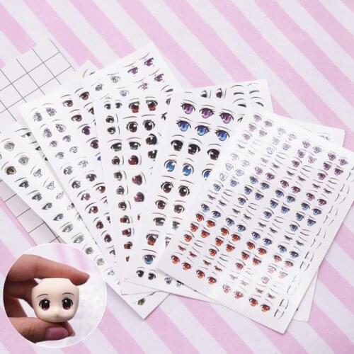 1 Sheet Cute Cartoon Eyes Stickers Anime Figurine Doll Face Organ Paster Decals DIY Doll Accessories Kids Educational Toys