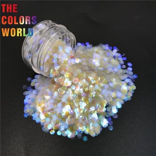 TCR6324R Iridescent Rainbow White Color With Colorful Hexagon Shape Nails Glitter Nail Art Decoration Makeup Tumbler Accessories