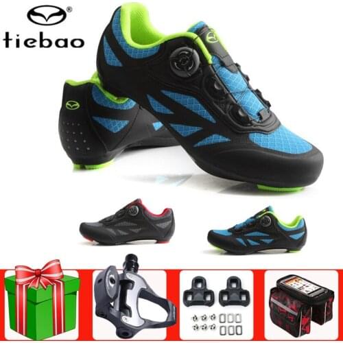 Tiebao Road Cycling Shoes Add Pedals Set Sapatilha Ciclismo Breathable Professional Anti-skid Self-locking Sports Racing Sneaker