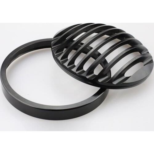 Universal Motorcycle Black 5-3/4" Aluminum Headlight Grill Cover Fits for 2004-2014 Harley Davidson Sportster XL883 XL1200