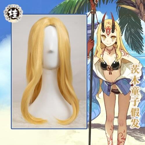 UWOWO Fate Grand Order Ibaraki Doji Cosplay Costume Swimsuit Cosplay Wig