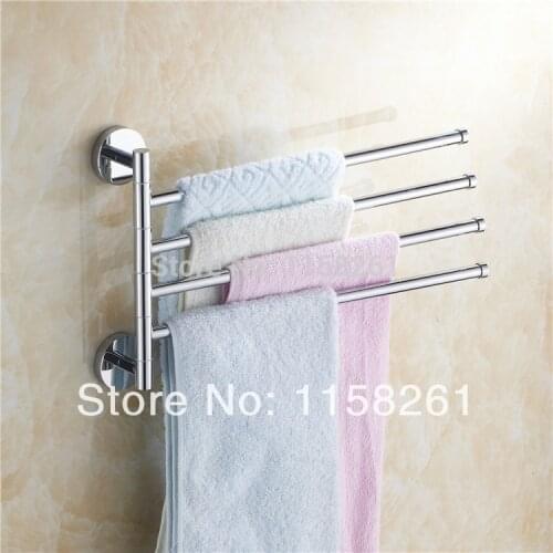 Vidric Towel Racks Brass Chrome Silver Rotate 4 Layer Towel Holder Hanger Wall Shelf Bathroom Accessories Activities Towel Bar