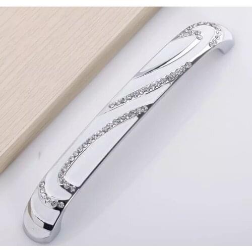 High-grade crystal diamond dresser cabinet handle European palace noble funiture pulls Modern wardrobe drawer cabinet knobs128mm