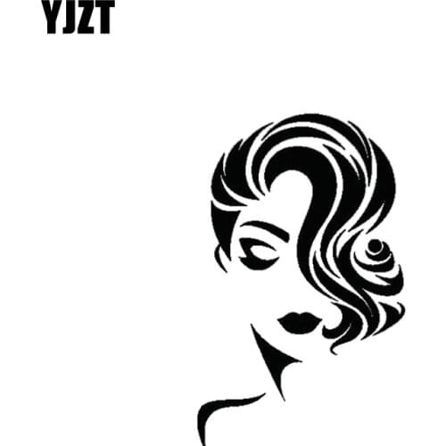 YJZT 7.1*11.5CM Elegant Sexy Girl Face Black/Silver Car Sticker Vinyl Decal Fantastic Interesting Style High Quality C20-0489