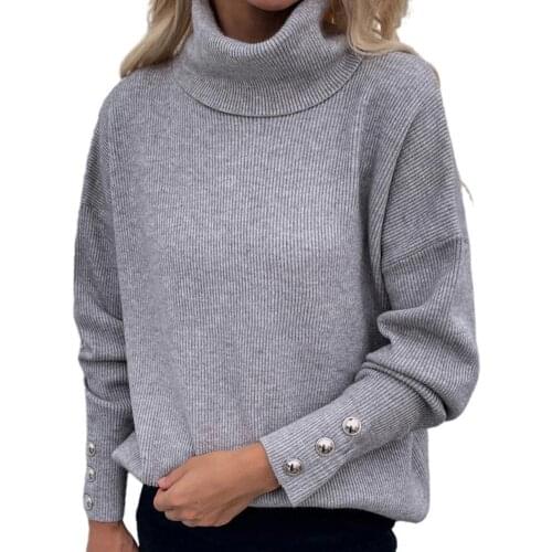 Knitted Sweater Women Sweater Casual Top Knitwear Stand Collar Pullover Soft Warm Long Sleeve Autumn Sweater Knitted Pullover
