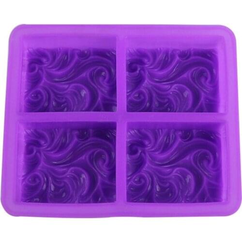 1Pc 4 holes Silicone Mold Non-toxic Handmade Soap Molds Casting Concrete Soap Mold Baking Mold for DIY Soap Making