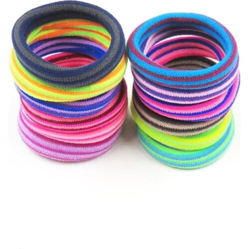 100PCS/LOT Brief Stripe Elastic Hair Bands For Girls Bohemian Headband Scrunchy Korean Fashion Kids Hair Accessories For Women