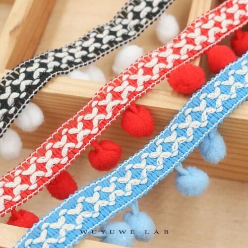 2M/Lot Pompom Trim Lace Ribbon for Craft DIY Wedding Decoration Sewing on Cloth Accessory 3.5cm Diy Handmade Patchwork Polyester