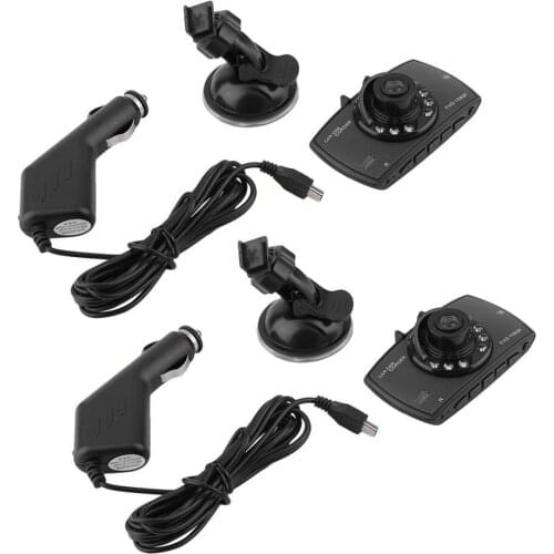 2pcs 6 LED Car DVR Camera Cam Video 2.3 Inch LCD Display G-Sensor Night Vehicle Camera Recorder