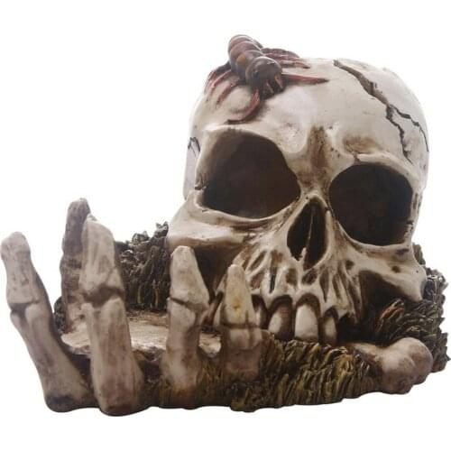2021 Palm Skull Ornament Halloween Ornament For Haunted House Halloween Party Decor Halloween Skull Decoration Skeleton Figurine