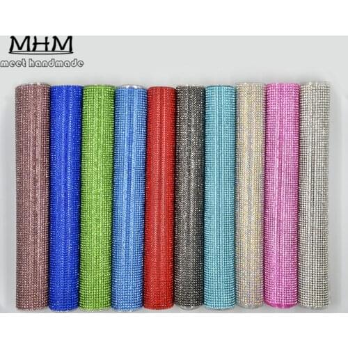 24*40cm Glass Rhinestone Trim Hotfix Strass Crystal Mesh Banding Bridal Beaded Applique In Roll DIY Dresses Clothes Jewelry