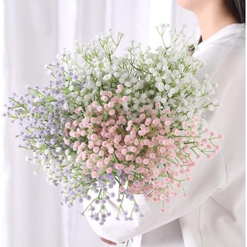 3 forks 1 bundle artificial plants Plastic spring grass starry Wedding outdoor flower pot vases for home decoration fake flower