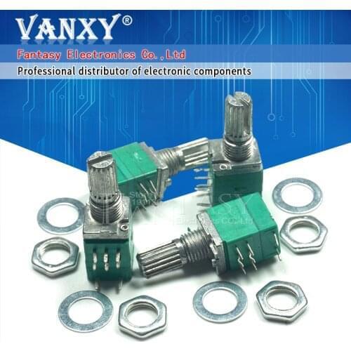 5pcs RV097NS 50K single linked potentiometer B50K with a switch audio 8pin shaft 15mm power amplifier sealing potentiometer