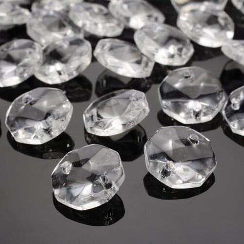 50Pcs 14mm Clear Crystal Glass Prisms Octagonal Beads Pendant Hanging Prisms For DIY Lighting Lamp Part Decoration Home Decor