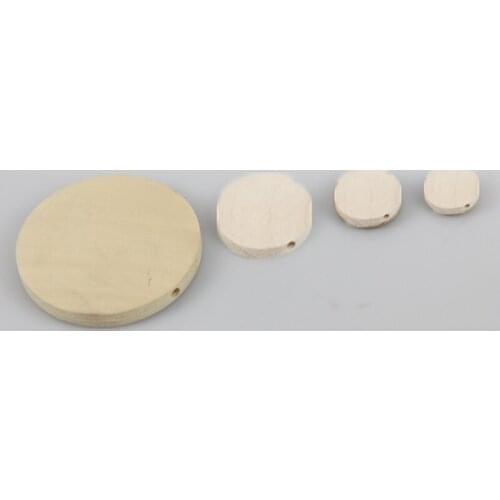 50Pcs/lot 12mm-40mm Natural Round Flat Wooden Beads Two holes For Women Jewelry Xmas Gift